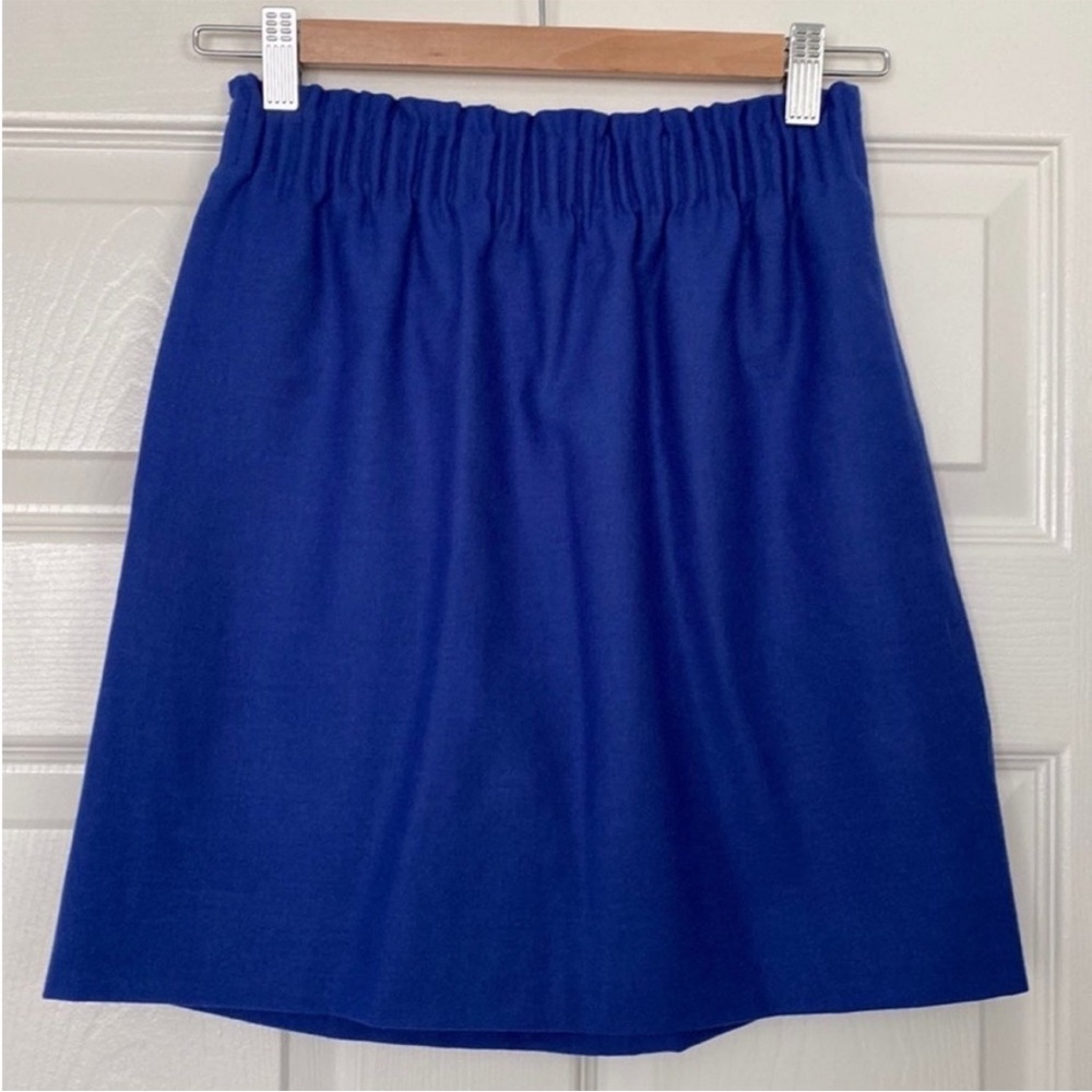 J.Crew Blue Sidewalk Mini Wool Elastic Skirt Size 0/2